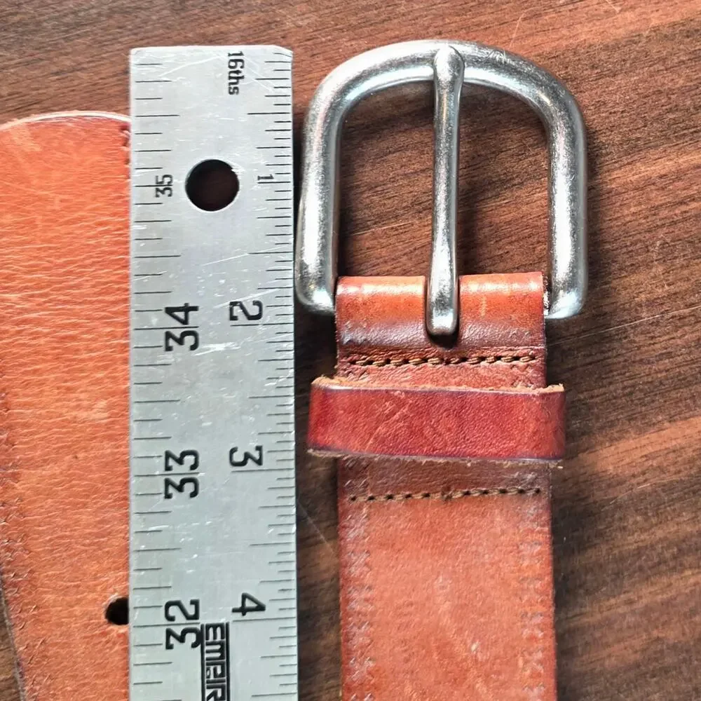 Vintage Fossil Multicolor Leather Link Belt Brass Buckle Boho Western 44